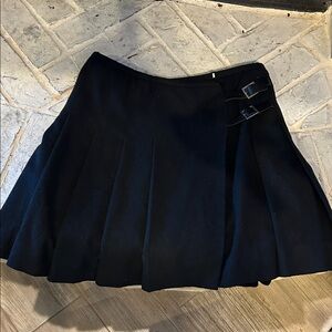 Banana Republic Black Pleated Skirt with Buckle Detail